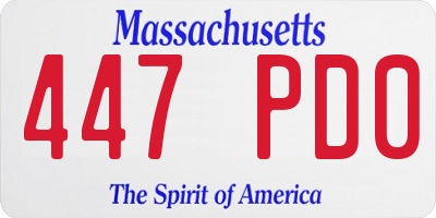 MA license plate 447PD0