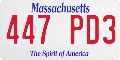 MA license plate 447PD3