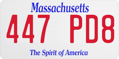 MA license plate 447PD8