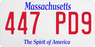 MA license plate 447PD9