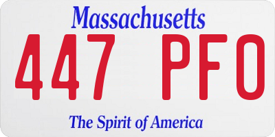 MA license plate 447PF0