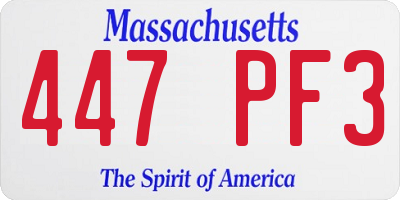 MA license plate 447PF3