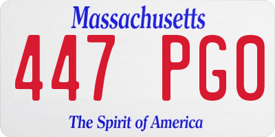 MA license plate 447PG0