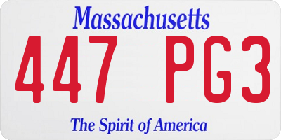 MA license plate 447PG3