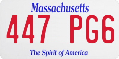 MA license plate 447PG6