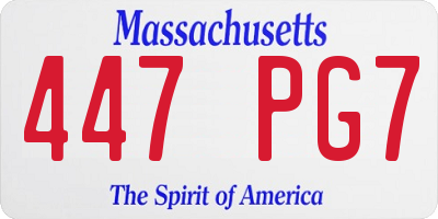 MA license plate 447PG7