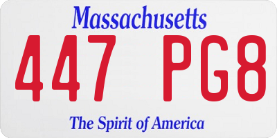 MA license plate 447PG8