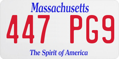 MA license plate 447PG9