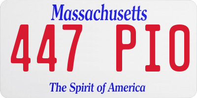 MA license plate 447PI0
