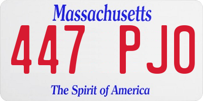 MA license plate 447PJ0