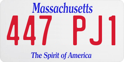MA license plate 447PJ1