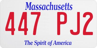 MA license plate 447PJ2