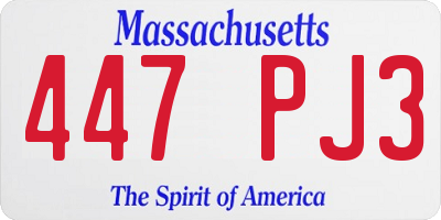 MA license plate 447PJ3