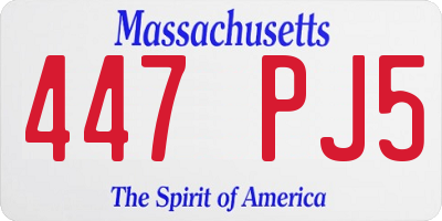 MA license plate 447PJ5