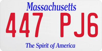 MA license plate 447PJ6