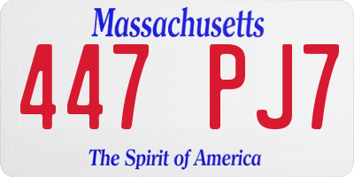 MA license plate 447PJ7