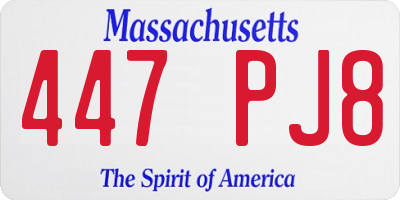 MA license plate 447PJ8