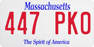 MA license plate 447PK0