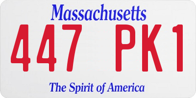 MA license plate 447PK1