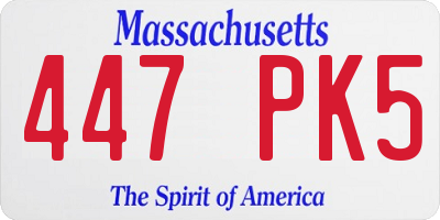 MA license plate 447PK5