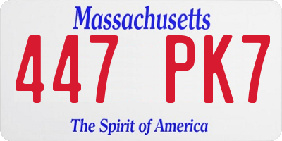 MA license plate 447PK7