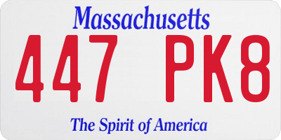 MA license plate 447PK8