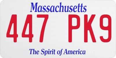MA license plate 447PK9