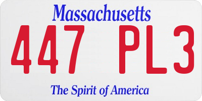 MA license plate 447PL3