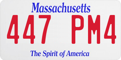MA license plate 447PM4