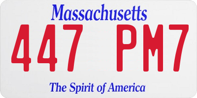 MA license plate 447PM7