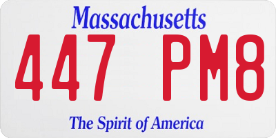 MA license plate 447PM8