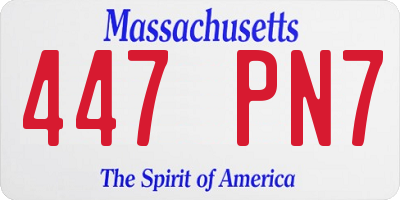 MA license plate 447PN7