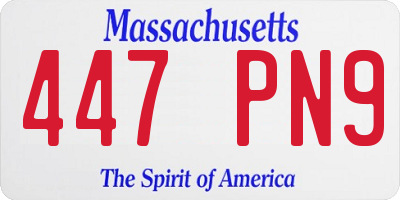 MA license plate 447PN9