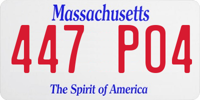 MA license plate 447PO4