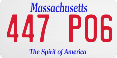 MA license plate 447PO6