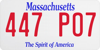 MA license plate 447PO7