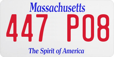 MA license plate 447PO8
