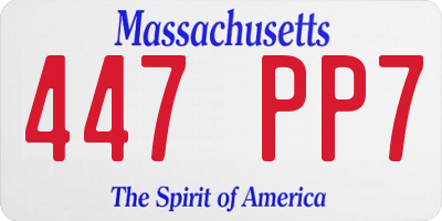 MA license plate 447PP7