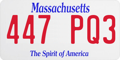 MA license plate 447PQ3