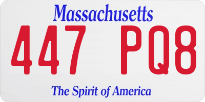 MA license plate 447PQ8