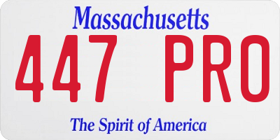 MA license plate 447PR0