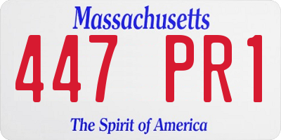 MA license plate 447PR1