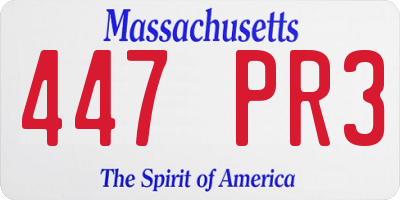 MA license plate 447PR3