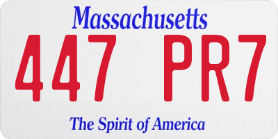 MA license plate 447PR7