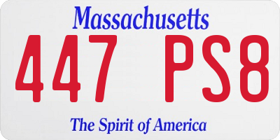 MA license plate 447PS8