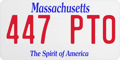 MA license plate 447PT0