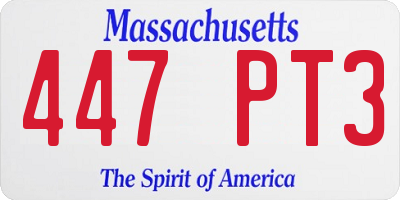 MA license plate 447PT3