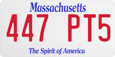 MA license plate 447PT5