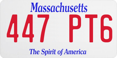 MA license plate 447PT6