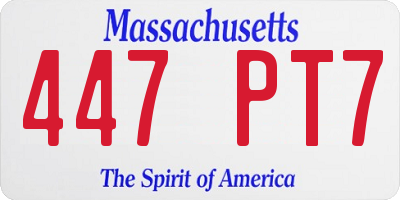 MA license plate 447PT7